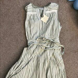 Dress Forum Green and White Striped Dress